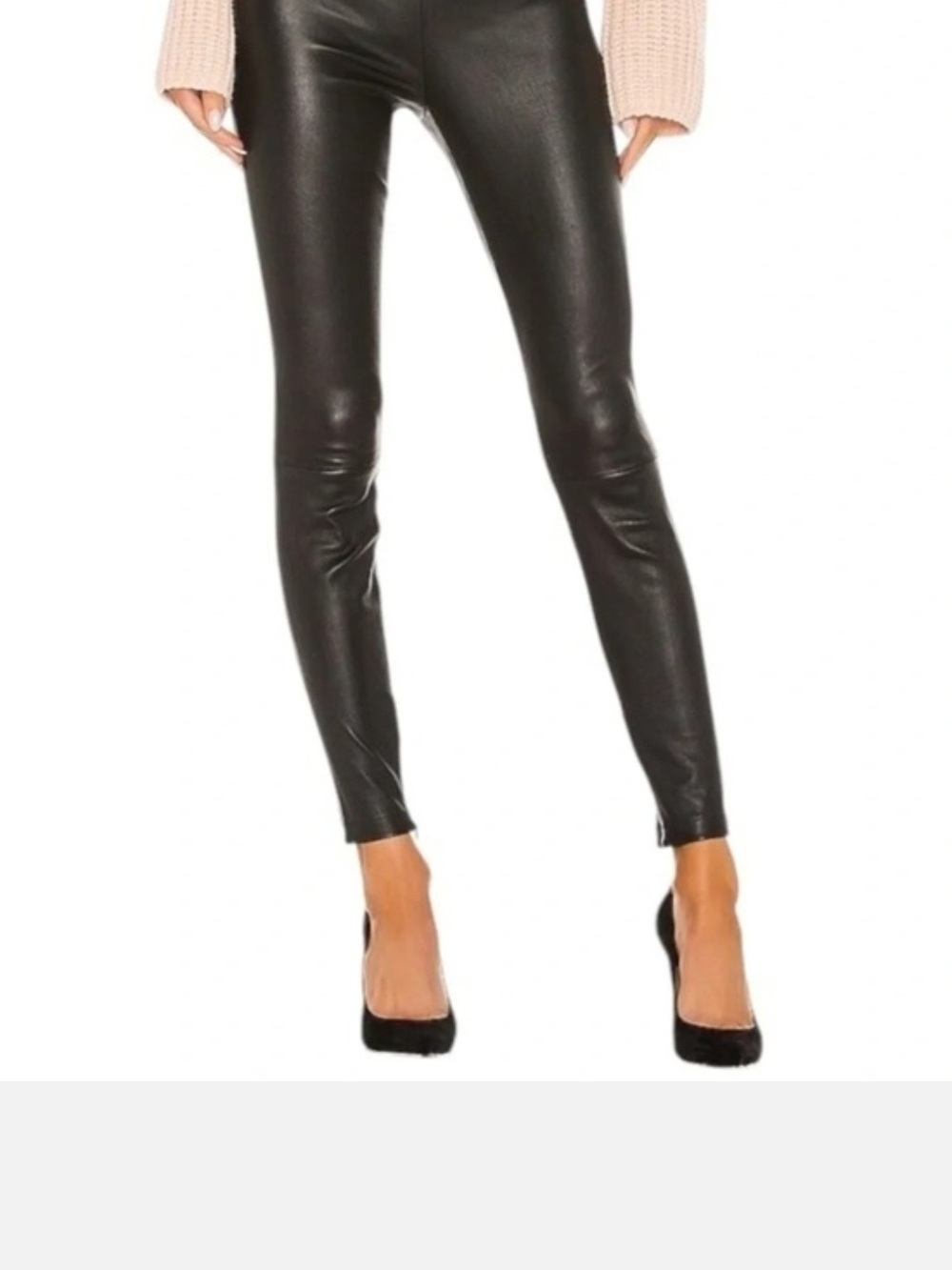 Vince ankle zip leather leggings in black